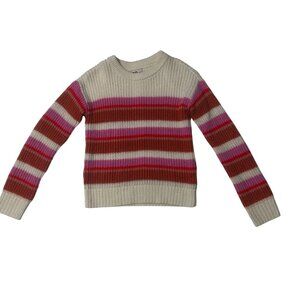 SO Brand Girls Striped Knit Sweater White Pink Red Acrylic Size L 10/12 1685